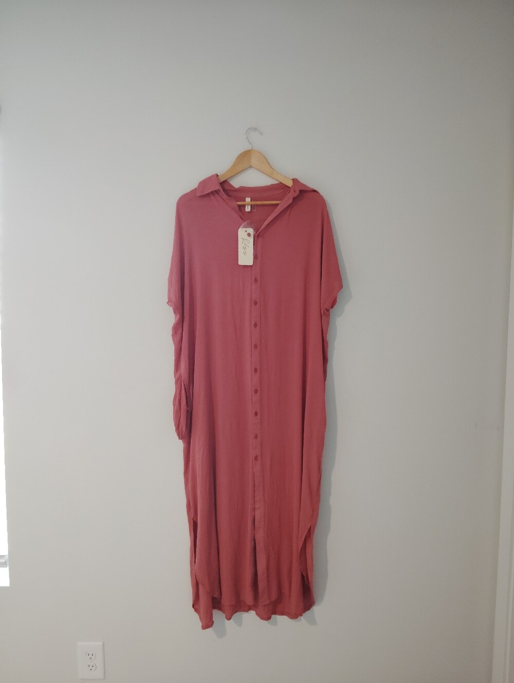 Elan Button-Front Maxi Shirt Dress